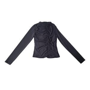 Saints 21 Black Scrunched Front Center Long Sleeved Blouse Shirt